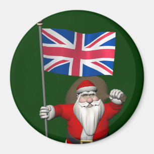 Festive Santa Claus With Flag Of The UK Magnet