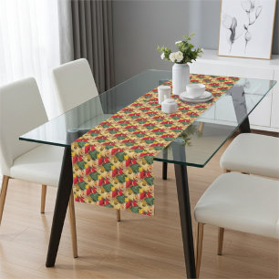 Festive Santa Climbing Christmas Tree, Small Motif Long Table Runner