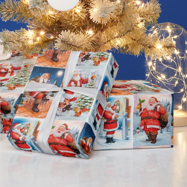 Festive Santa Collage Wrapping Paper (Holidays)