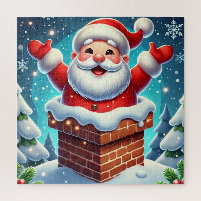 Festive Santa Emerging from Chimney Jigsaw Puzzle (Vertical)