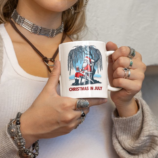 Festive Santa Enjoying Summer Cheers Coffee Mug (Creator Uploaded)