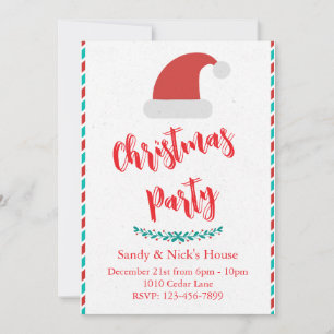 Festive Santa Hat Christmas Party Invitation