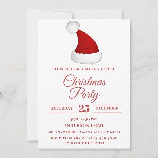 Festive Santa Hat Christmas Party Invitation (Front)