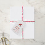 Festive Santa Hat  Gift Tags<br><div class="desc">Festive watercolor Santa hat,  holiday gift tags. Features,  red typography with coordinating stripe pattern backing.</div>