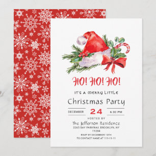 Festive Santa Hat Merry Christmas Little Party Invitation