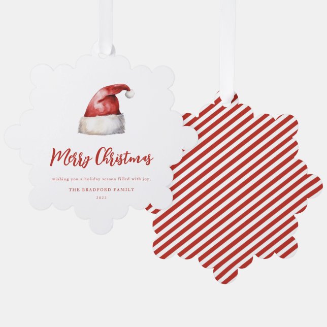 Festive Santa Hat  Tree Decoration Card (Front/Back)