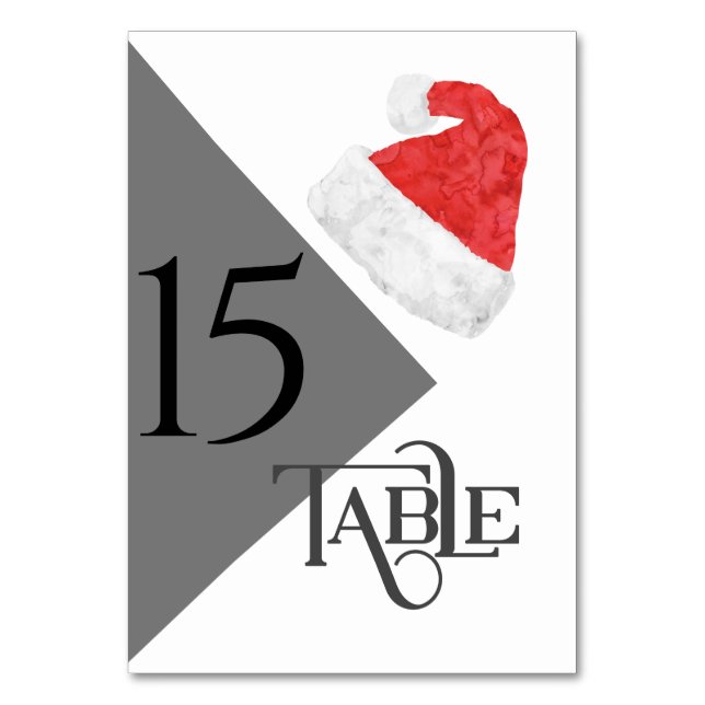 Festive Santa Hats Wedding Design Table Number (Front)