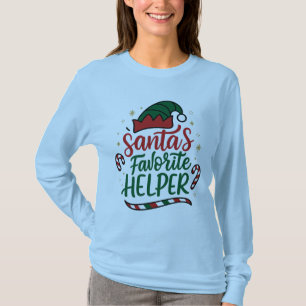 Festive Santa Helper Christmas Long Sleeve Tshirt