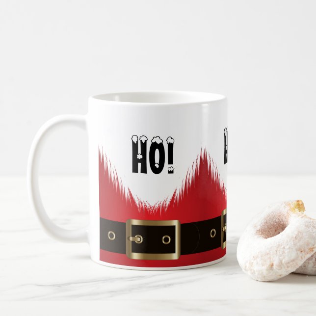 "Festive Santa Ho Ho Ho" Christmas  Coffee Mug (With Donut)
