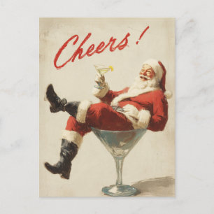 Festive Santa Holiday Cheers Postcard