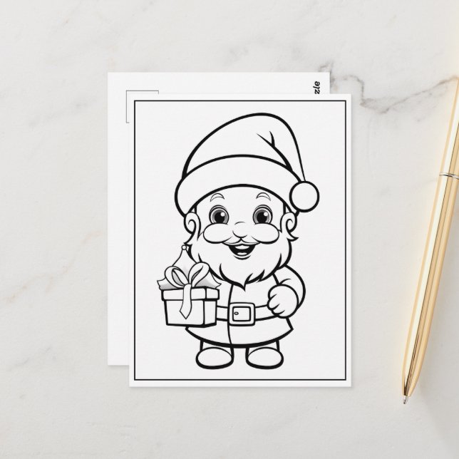 festive Santa kid colouring  Postcard (Front/Back In Situ)