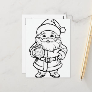 Festive Santa kids colouring  Postcard