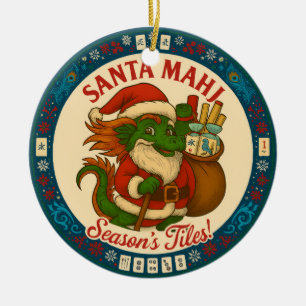 Festive Santa Mahj Ornament 