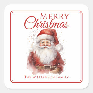Festive Santa Merry Christmas Square Sticker