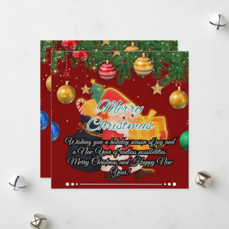 Festive Santa & Ornaments Christmas  Holiday Card