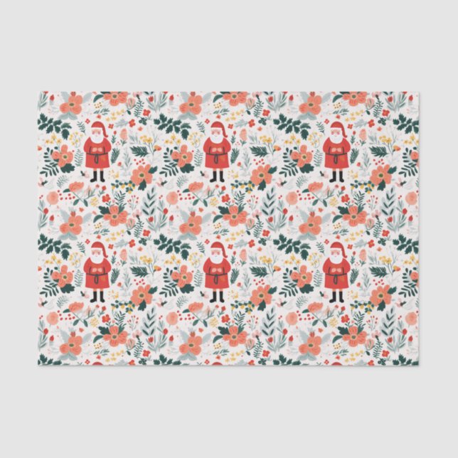 Festive Santa Pattern Tissue Paper (Front)