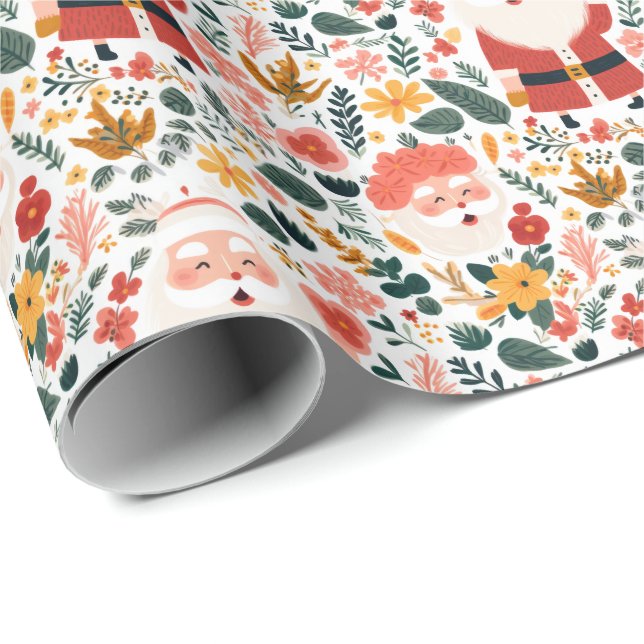 Festive Santa Pattern Wrapping Paper (Roll Corner)