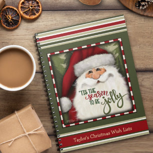 Festive Santa Red Green Christmas Kid’s Wish List  Notebook