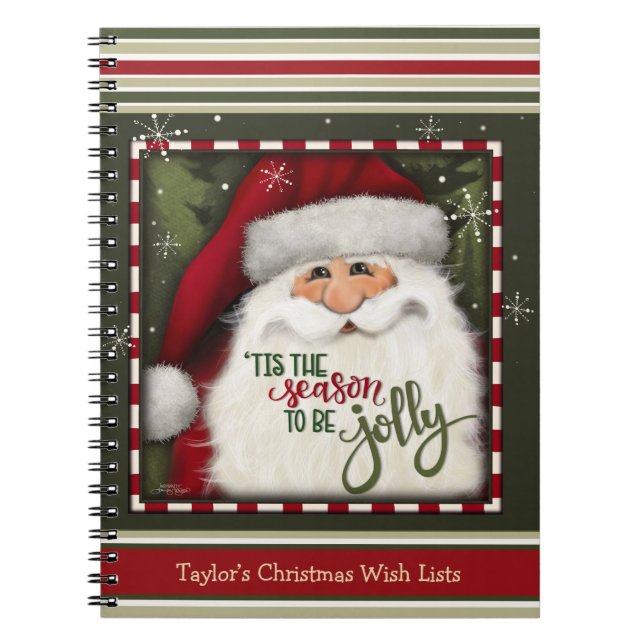 Festive Santa Red Green Christmas Kid’s Wish List  Notebook (Front)