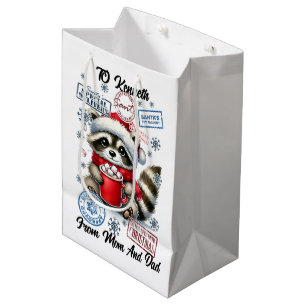 Festive Santa Sack With Cheerful Holiday  Medium Gift Bag