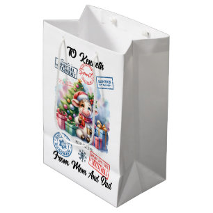 Festive Santa Sack With Cow Medium Gift Bag