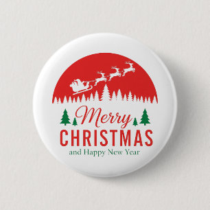 Festive Santa Sleigh Merry Christmas Holiday 6 Cm Round Badge