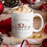 Festive santa snowmen  watercolor christmas  coffee mug<br><div class="desc">Add you family name or a persons name to create cute personalised mug featuring one watercolor painted santa and four funny snowmen on a creamy background. if you need any help with this design please contact me through my zazzle store messenger , willow spring stusio and i will be happy...</div>