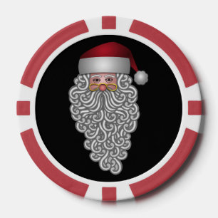 Festive Santa with Curly Beard Poker Chips