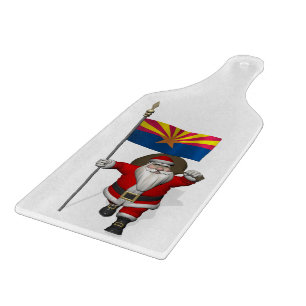 Festive Santa With Ensign Of Arizona Cutting Board