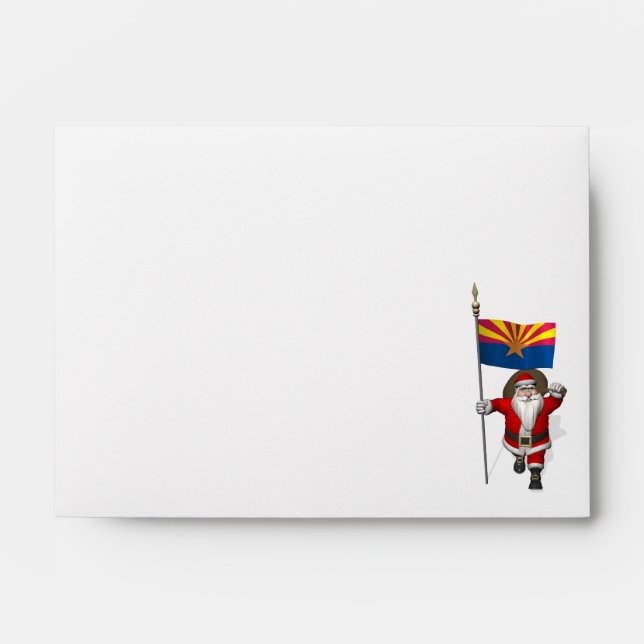 Festive Santa With Ensign Of Arizona Envelope (Front)