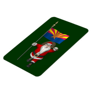 Festive Santa With Ensign Of Arizona Magnet