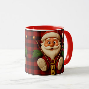 Festive Santa Zipper Plaid Christmas Drinkware Mug