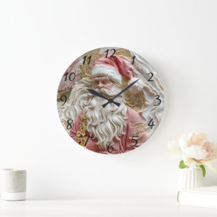 Festive Santa's artistic portrayal Large Clock
