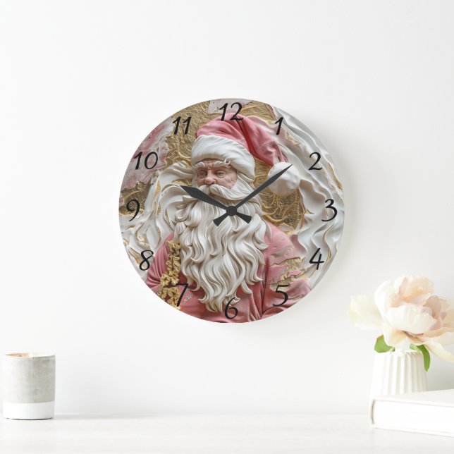Festive Santa's artistic portrayal Large Clock (Home)