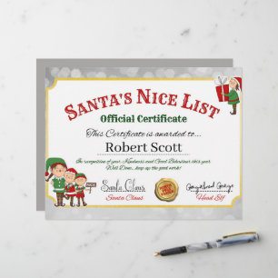 Festive Santa's Christmas nice list add name  Custom Letterhead