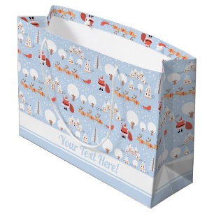 Festive Santa's Christmas Village and Fun Reindeer Large Gift Bag