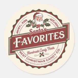 Festive Santa's favourite candy sweets  Classic Round Sticker