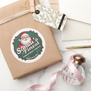Festive Santa's finest Christmas treats Classic Round Sticker