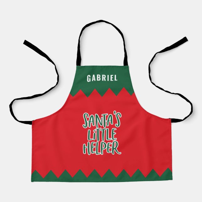 festive Santa's little helper funny personalised Apron (Front)