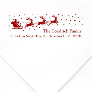 Festive Santa's Sleigh Christmas Return Address Self-inking Stamp