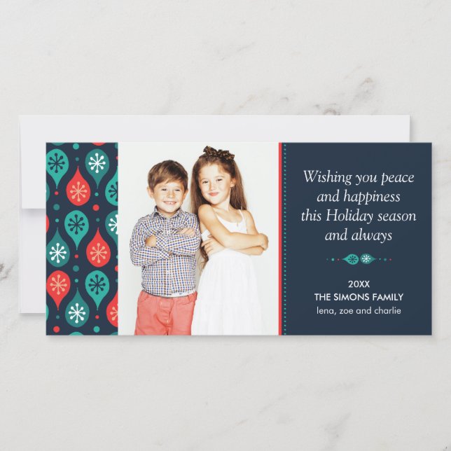 Festive Scandinavian Folk Art Holiday Photo Card (Front)