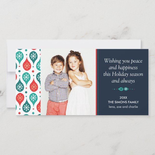 Festive Scandinavian Folk Art Holiday Photo Card (Front)