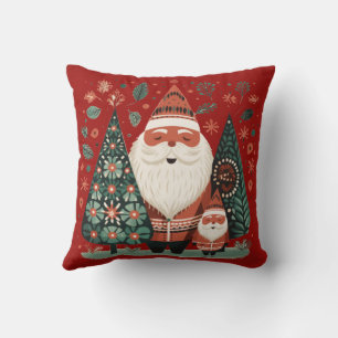 Festive Scandinavian Folk Art Santa Christmas Cushion