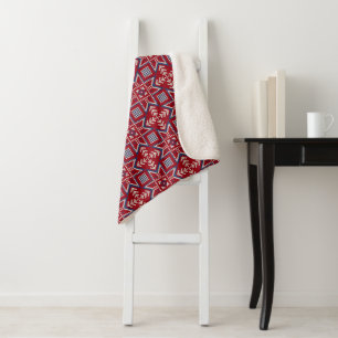 Festive Scandinavian Sweater Pattern Sherpa Blanket