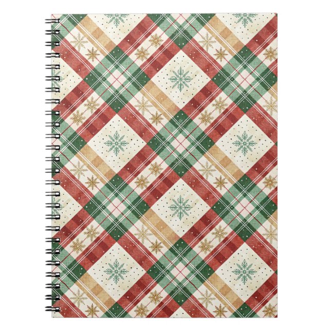 Festive Scottish Tartan Plaid Holiday Pattern Art Notebook (Front)