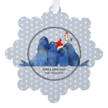 Festive Sea Lions Watercolor Paper Ornament Card