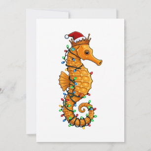 Festive Seahorse Wearing a Santa Hat for a Magical Announcement