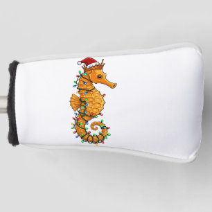 Festive Seahorse Wearing a Santa Hat for a Magical Golf Head Cover