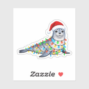 Festive Seal Covered in Christmas Lights