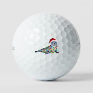 Festive Seal Covered in Christmas Lights Golf Balls